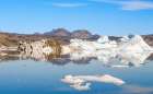 Icebergs in the Uummannaq Fjord System in the northwest of Greenland, Danish Territory. Art Print